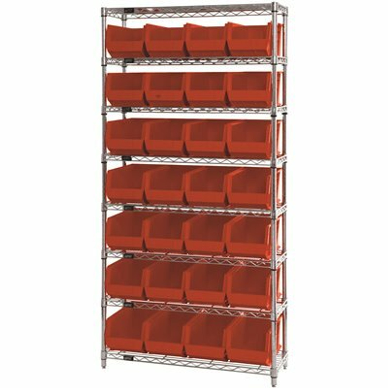 Quantum Storage Systems Giant Open Hopper 36 In. X 14 In. X 74 In. Wire Chrome Heavy Duty 8-Tier Industrial Shelving Unit - 308241548