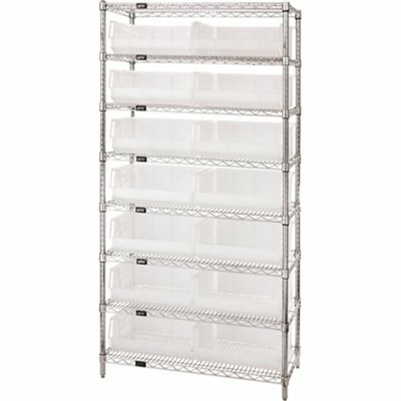 Quantum Storage Systems Giant Open Hopper 36 In. X 14 In. X 74 In. Wire Chrome Heavy Duty 8-Tier Industrial Shelving Unit - 308241552