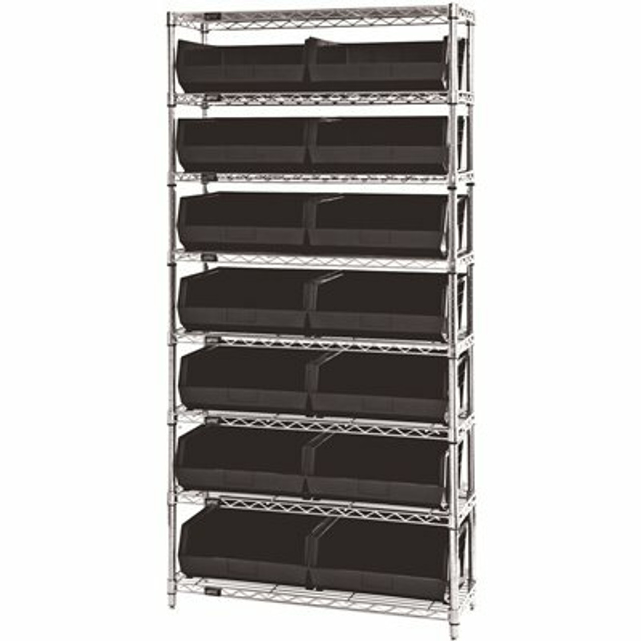 Quantum Storage Systems Giant Open Hopper 36 In. X 14 In. X 74 In. Wire Chrome Heavy Duty 8-Tier Industrial Shelving Unit - 308241555