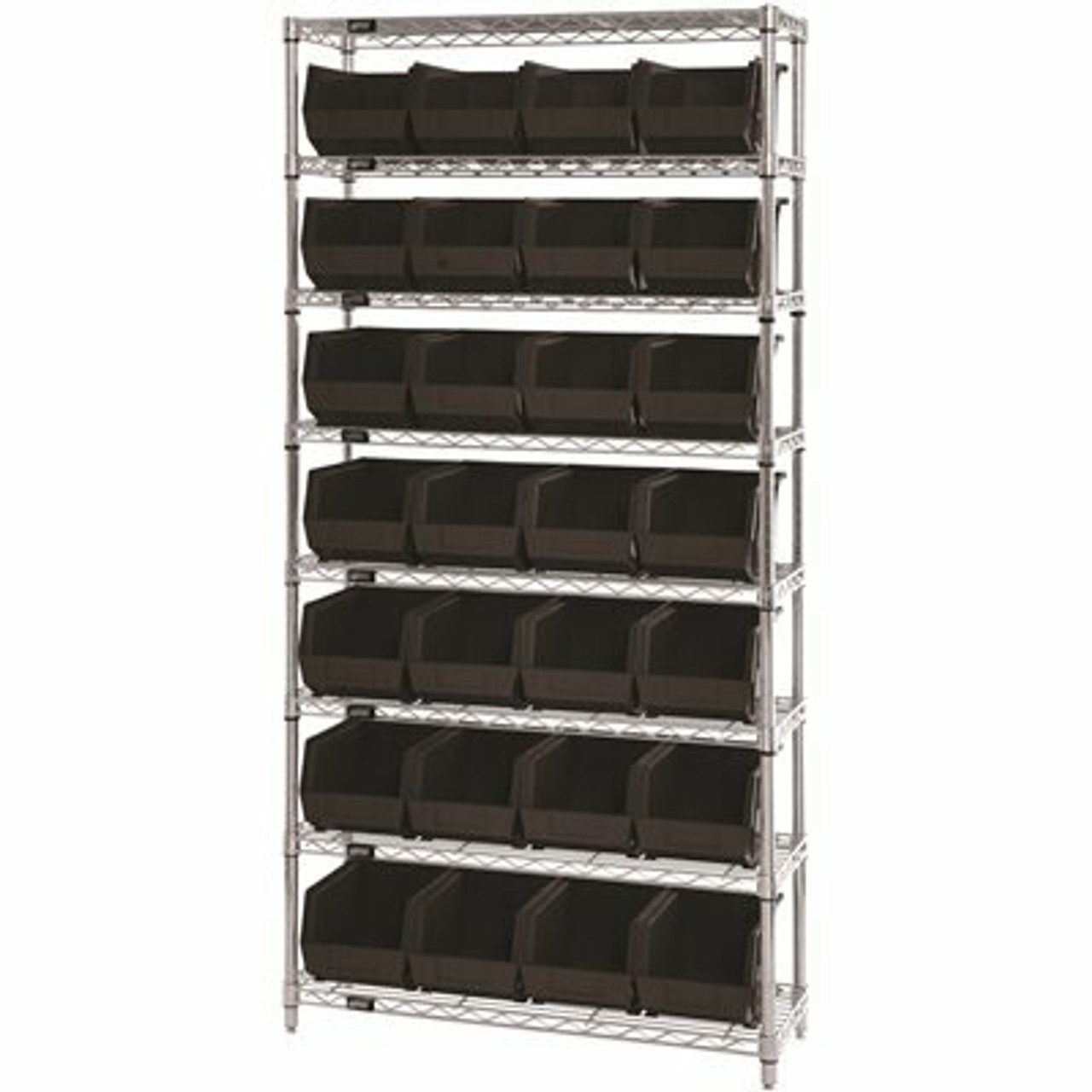 Quantum Storage Systems Giant Open Hopper 36 In. X 14 In. X 74 In. Wire Chrome Heavy Duty 8-Tier Industrial Shelving Unit - 308241556