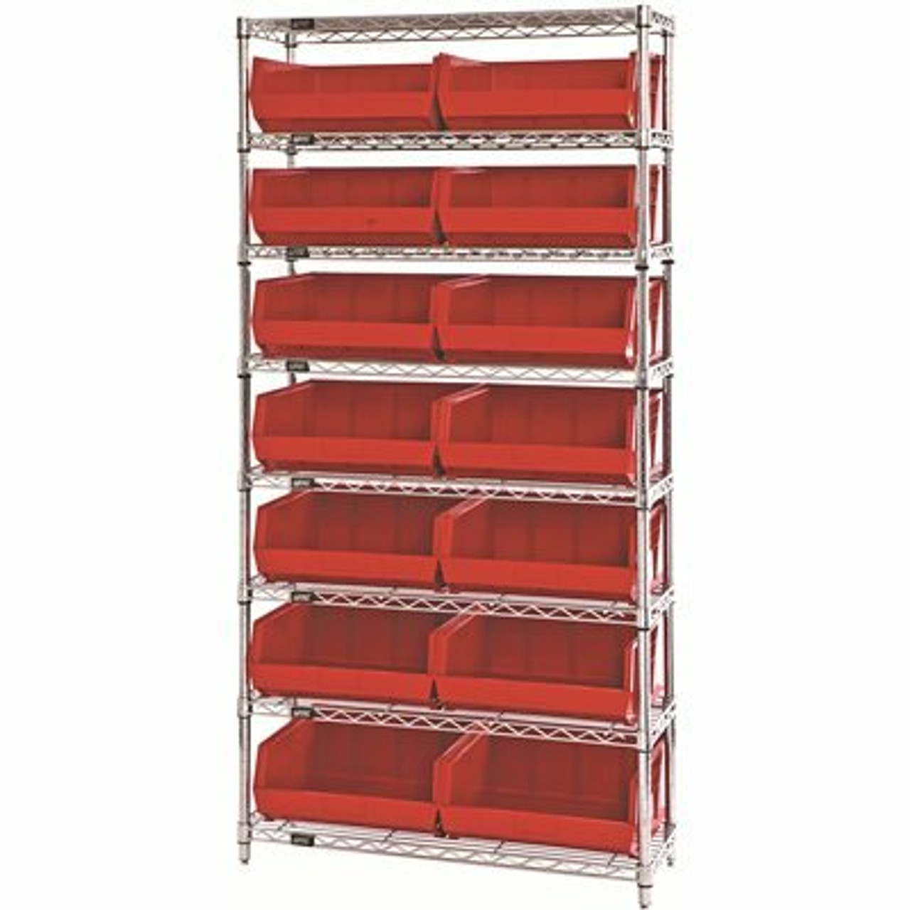 Quantum Storage Systems Giant Open Hopper 36 In. X 14 In. X 74 In. Wire Chrome Heavy Duty 8-Tier Industrial Shelving Unit - 308241564