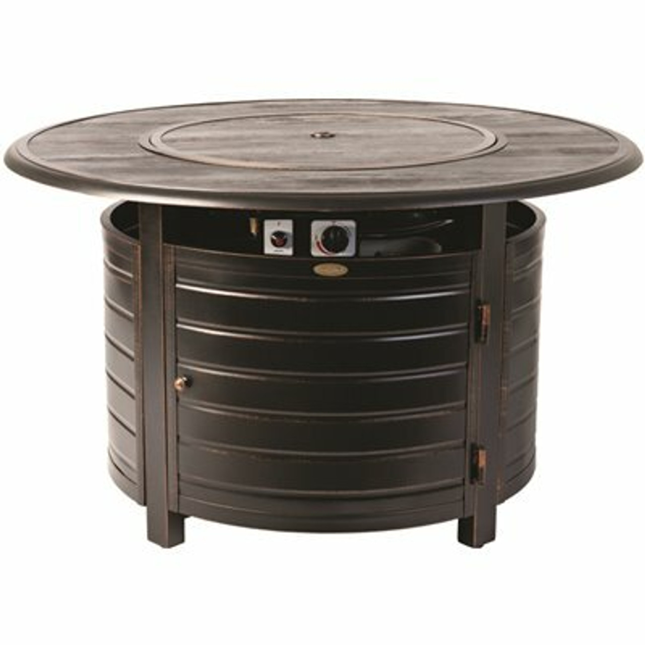 Fire Sense Thatcher 44 In. X 24 In. Round Aluminum Propane Fire Pit Table In Antique Bronze