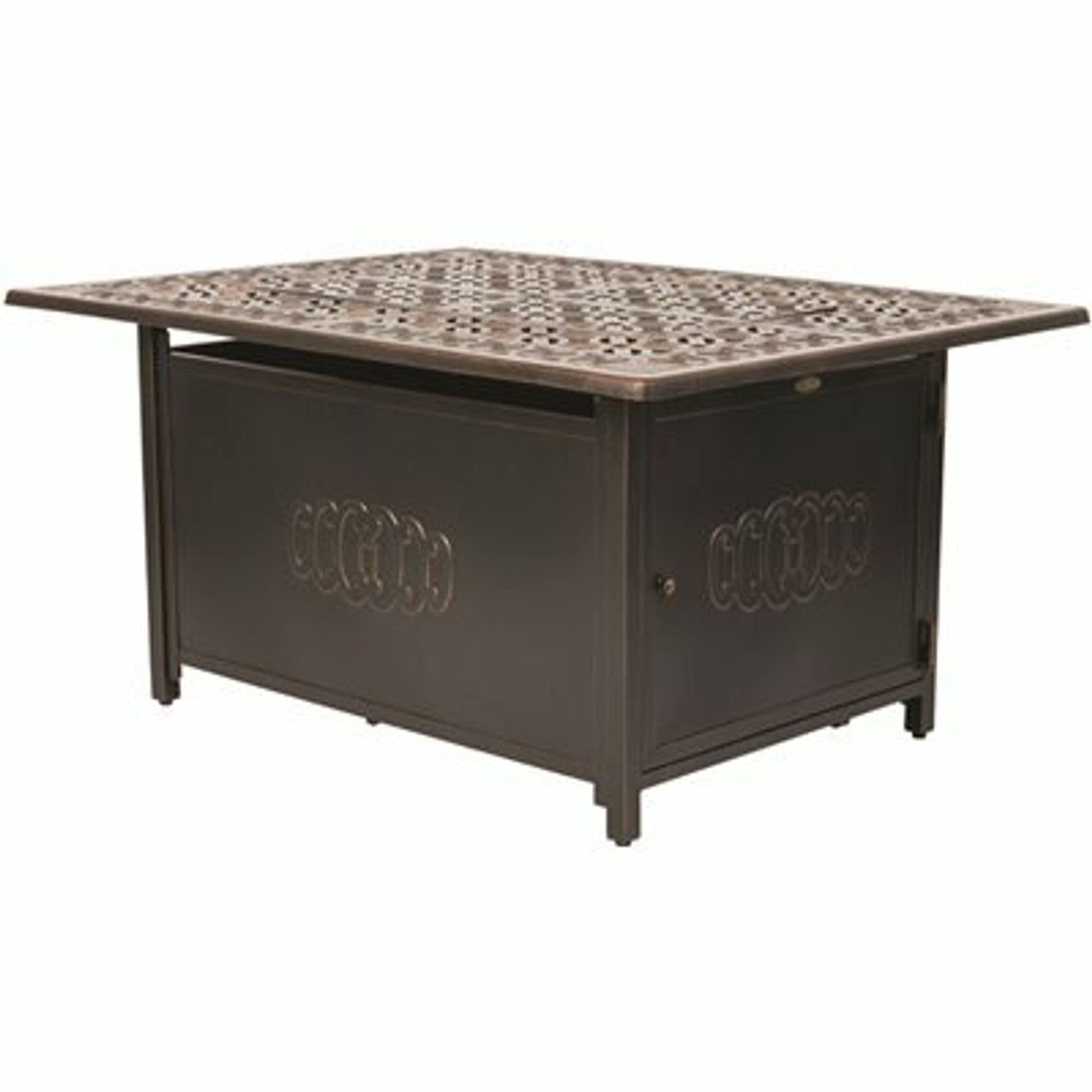 Fire Sense Dynasty 48 In. X 24 In. Rectangle Aluminum Propane Fire Pit Table In Antique Bronze