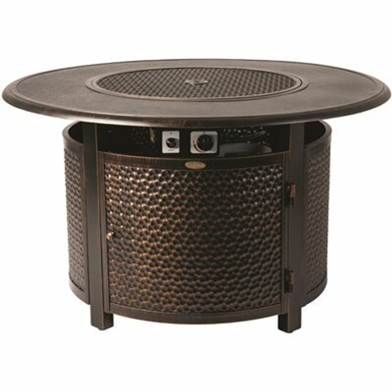 Fire Sense Weyland 44 In. X 24 In. Round Aluminum Propane Fire Pit Table In Antique Bronze