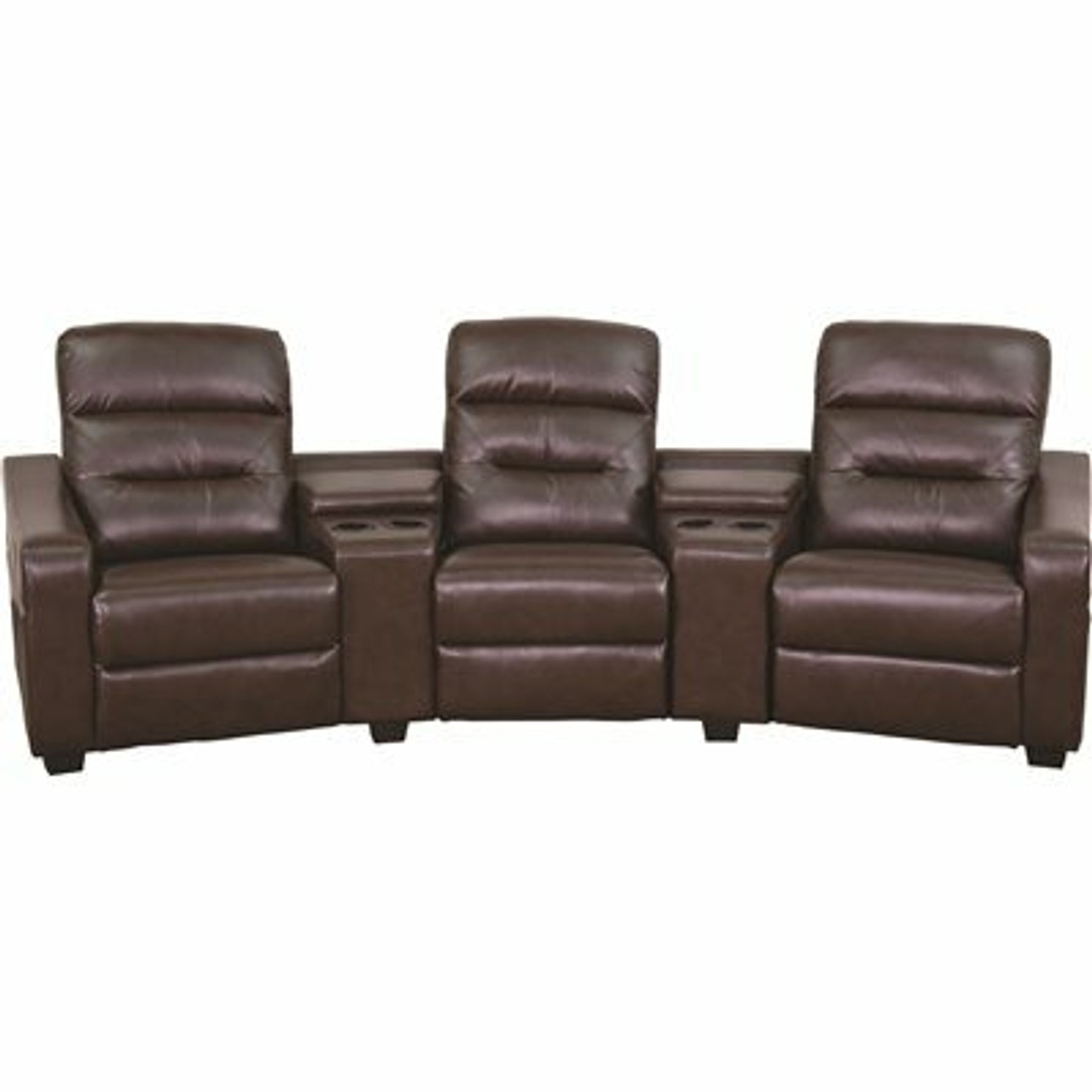 Carnegy Avenue 120 In. Brown Faux Leather 3-Seater Bridgewater Reclining Sofa With Square Arms