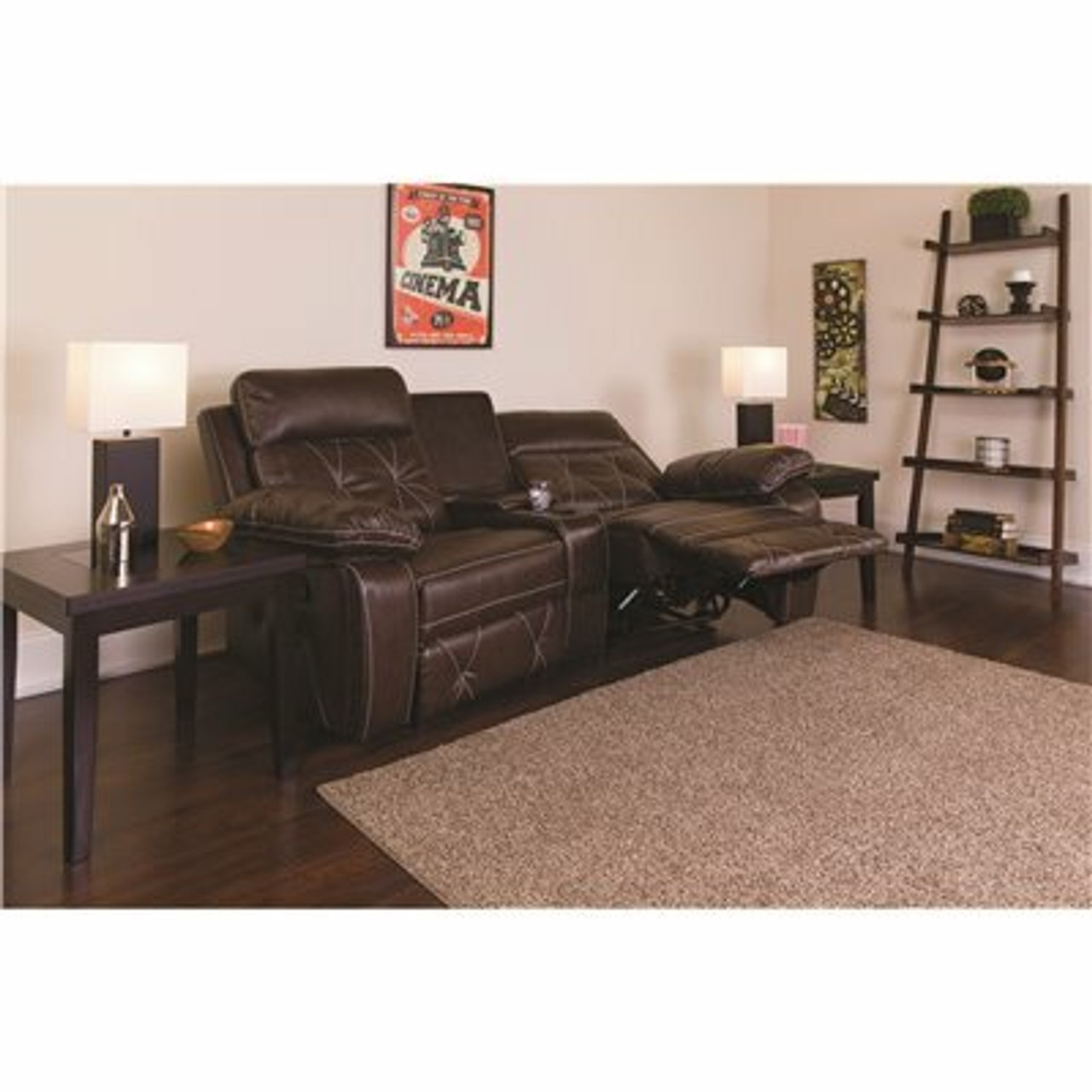 Carnegy Avenue 79 In. Brown Faux Leather 2-Seater Bridgewater Sofa With Square Arms