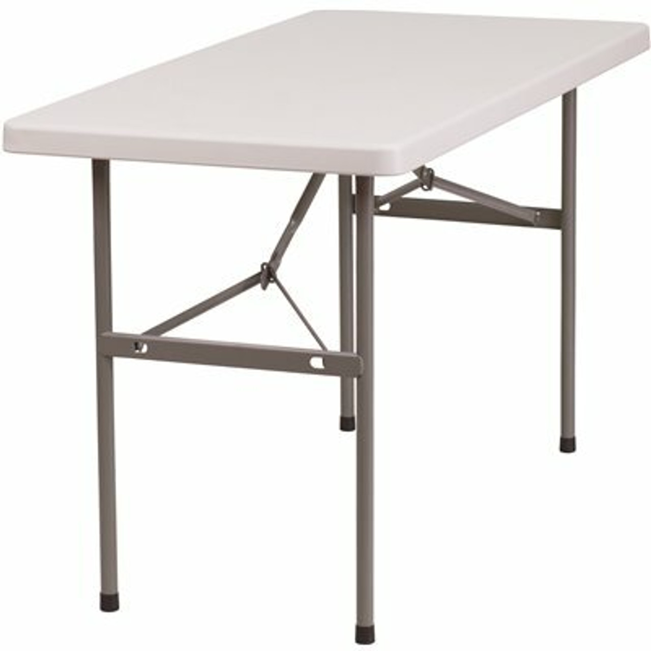 48 In. White Plastic Tabletop Metal Frame Folding Table