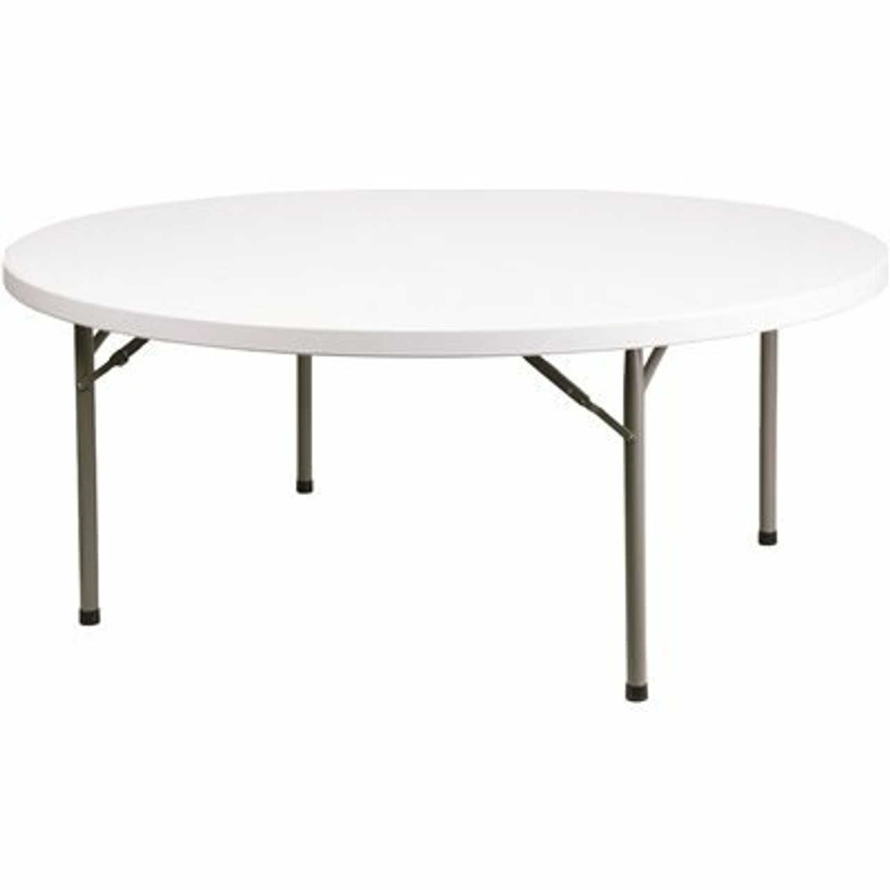 71 In. Granite White Plastic Tabletop Metal Frame Folding Table - 308685765