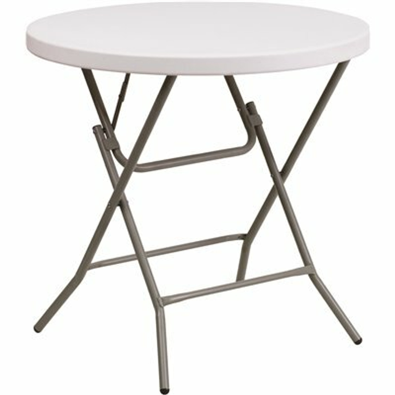 31.5 In. Granite White Plastic Tabletop Metal Frame Folding Table - 308685767