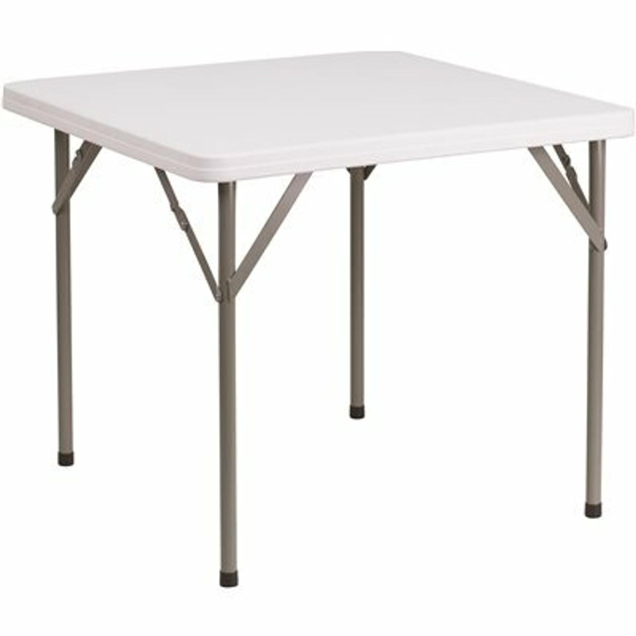 34.25 In. Granite White Plastic Tabletop Metal Frame Folding Table