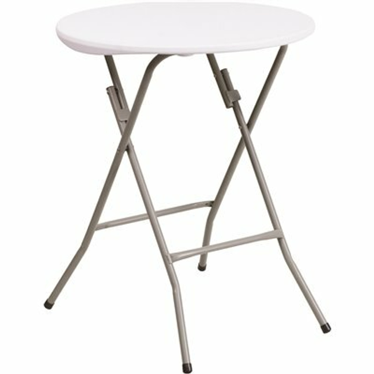 24 In. Granite White Plastic Tabletop Metal Frame Folding Table