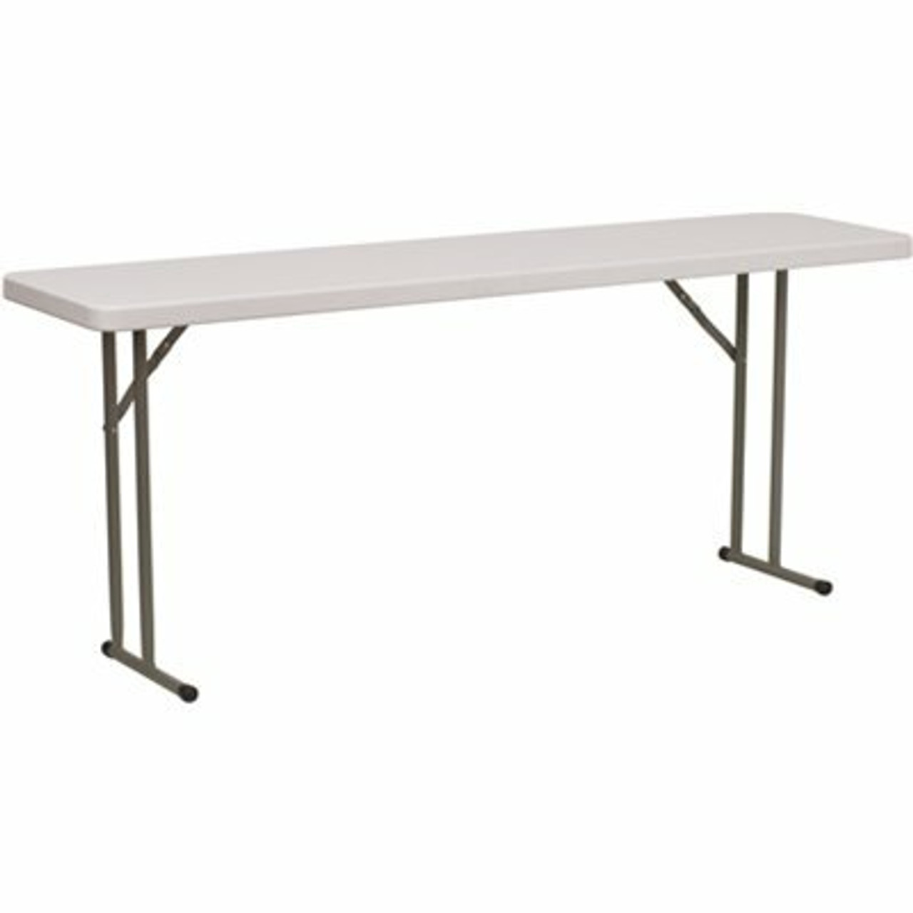 72 In. Granite White Plastic Tabletop Metal Frame Folding Table - 308685777