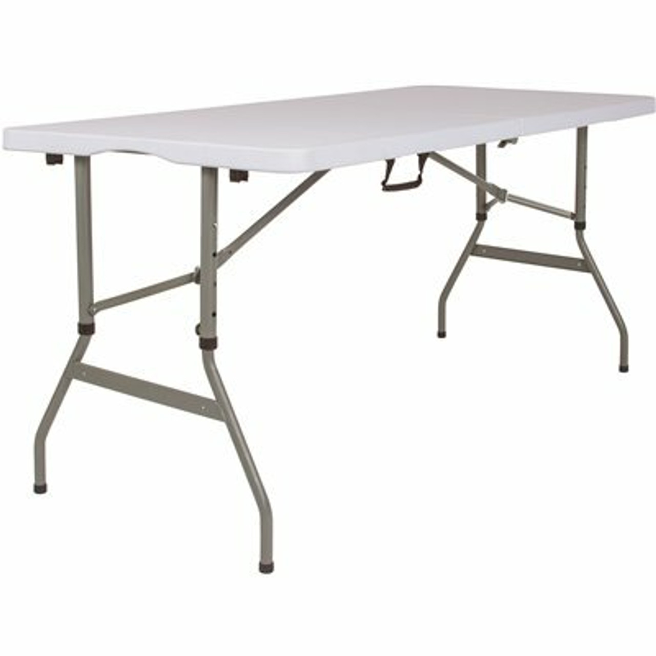 60 In. Granite White Plastic Tabletop Metal Frame Folding Table - 308685846