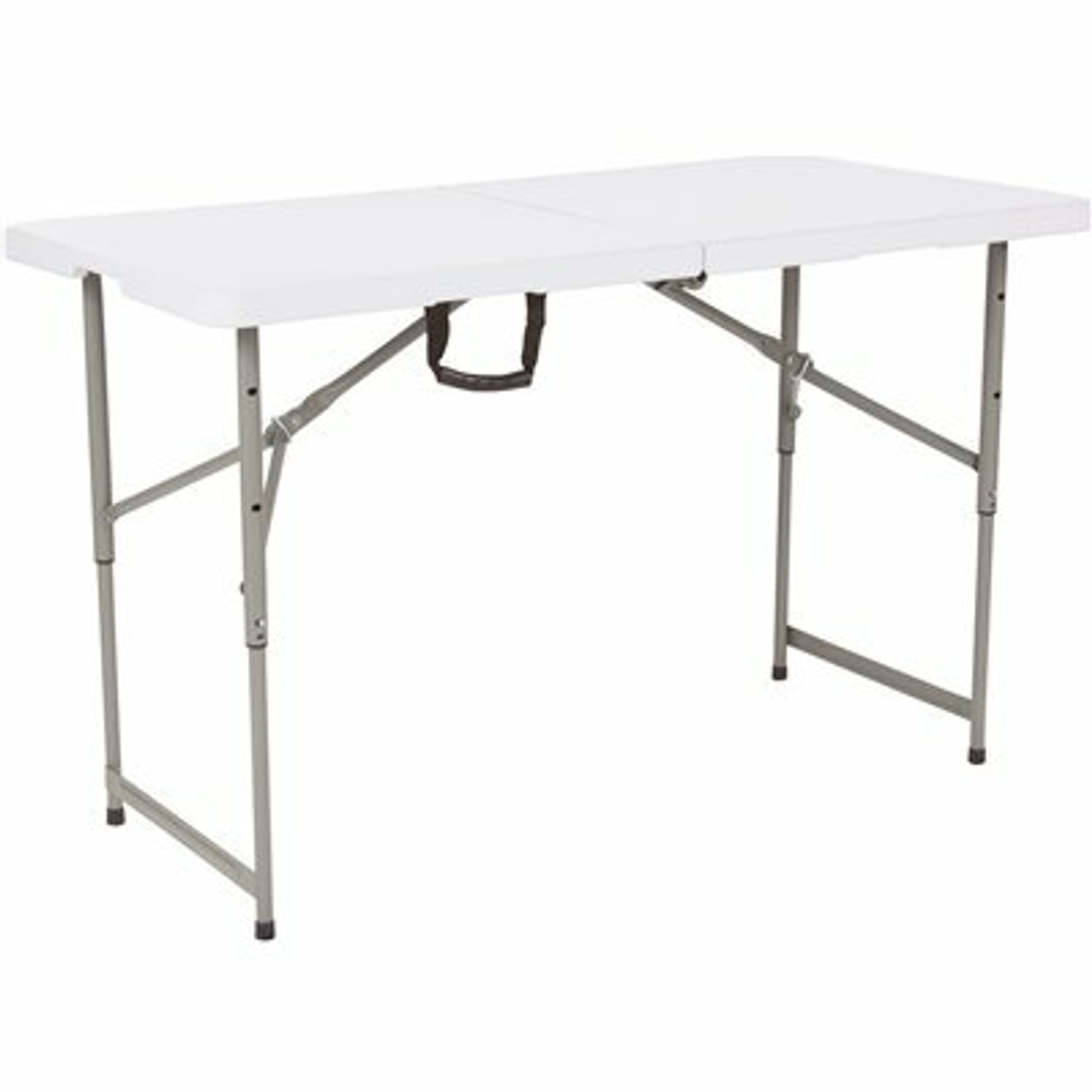 48 In. Granite White Plastic Tabletop Metal Frame Folding Table - 308685850