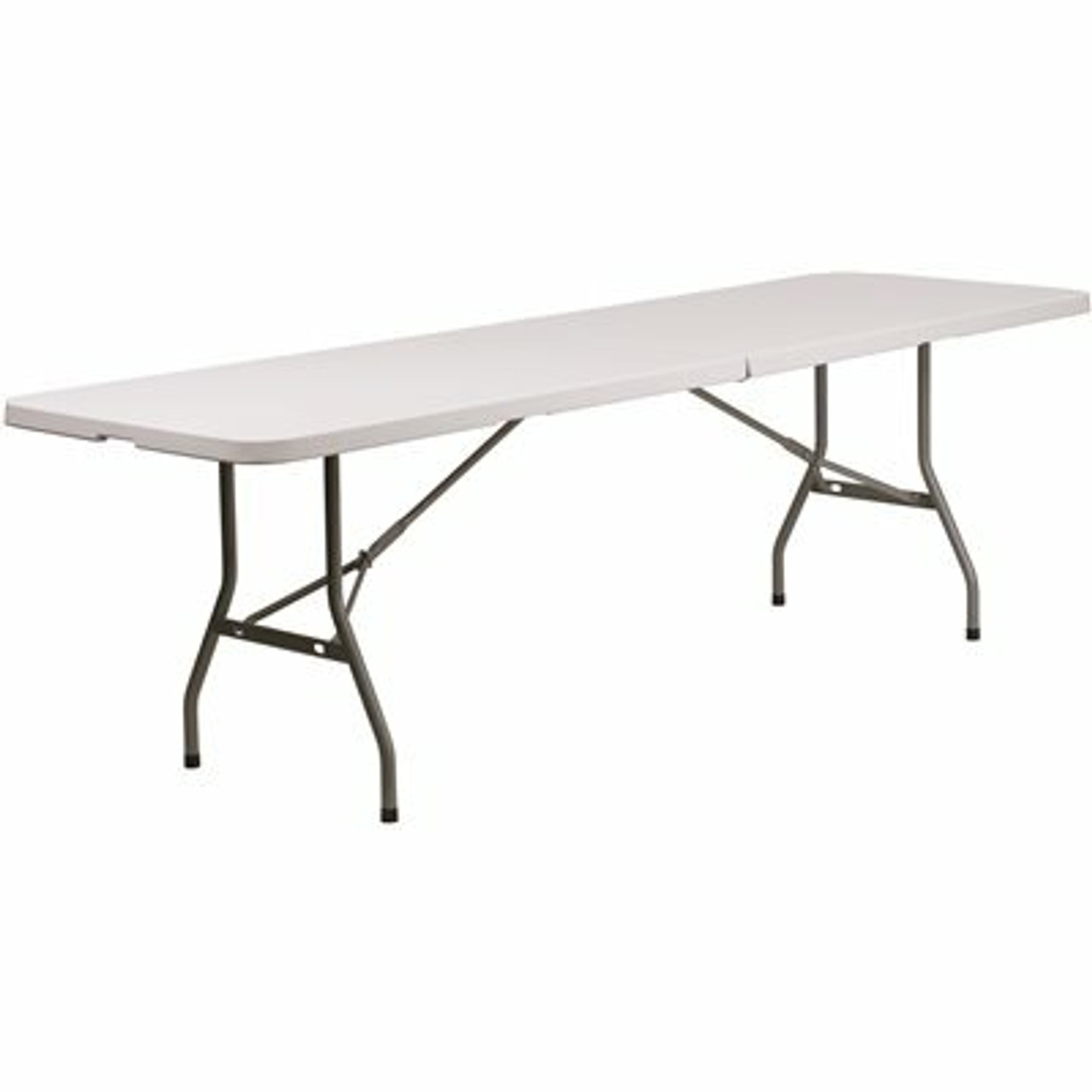96 In. Granite White Plastic Tabletop Metal Frame Folding Table - 308685852