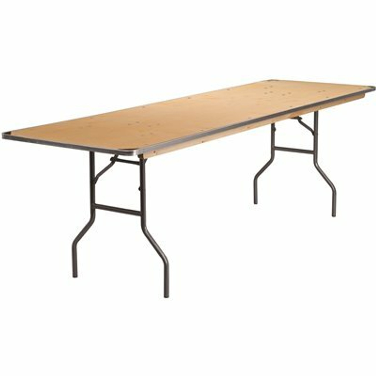 96 In. Natural Wood Tabletop Metal Frame Folding Table - 308688145