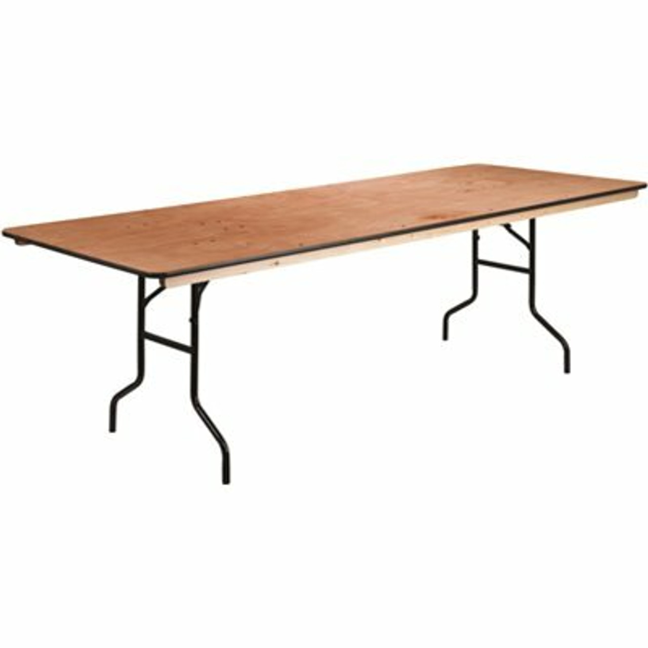 96 In. Natural Wood Tabletop Metal Frame Folding Table - 308688147