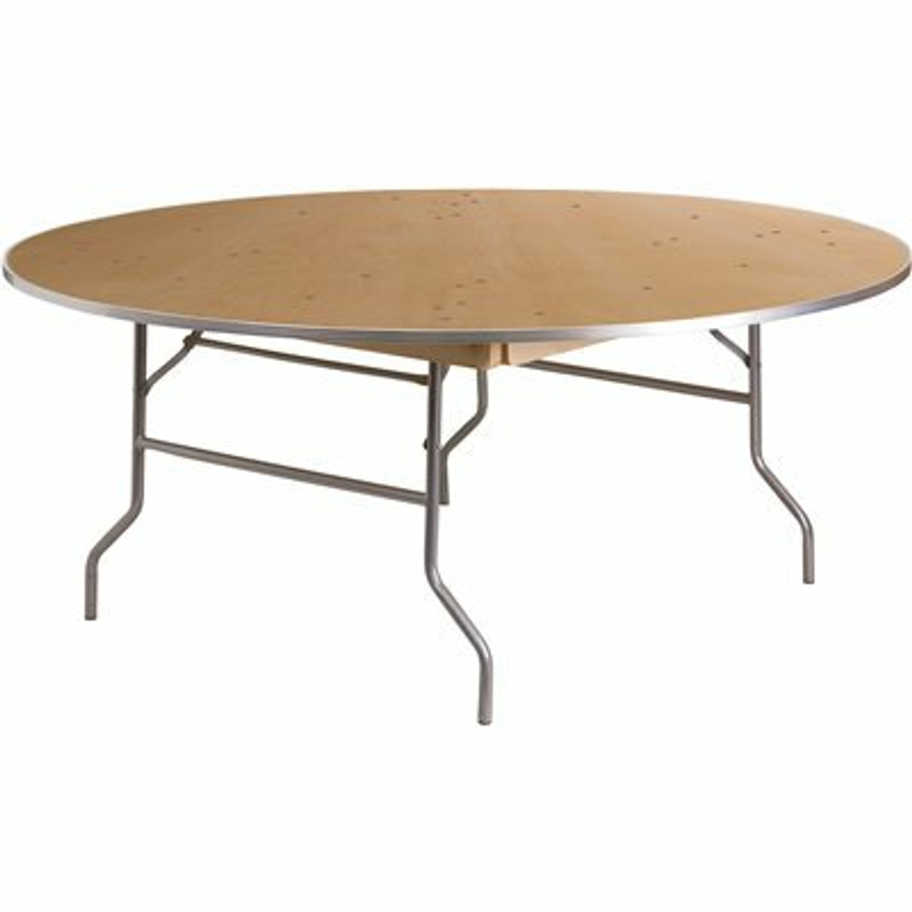 72 In. Natural Wood Tabletop Metal Frame Folding Table - 308688167