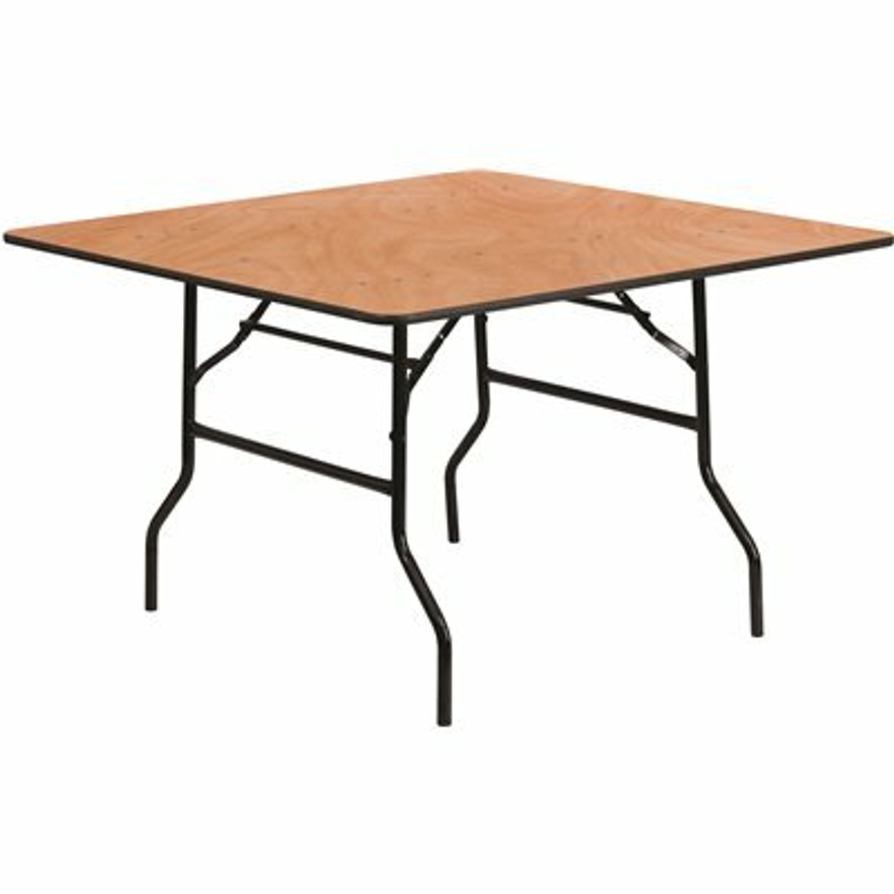 48 In. Natural Wood Tabletop Metal Frame Folding Table - 308688176