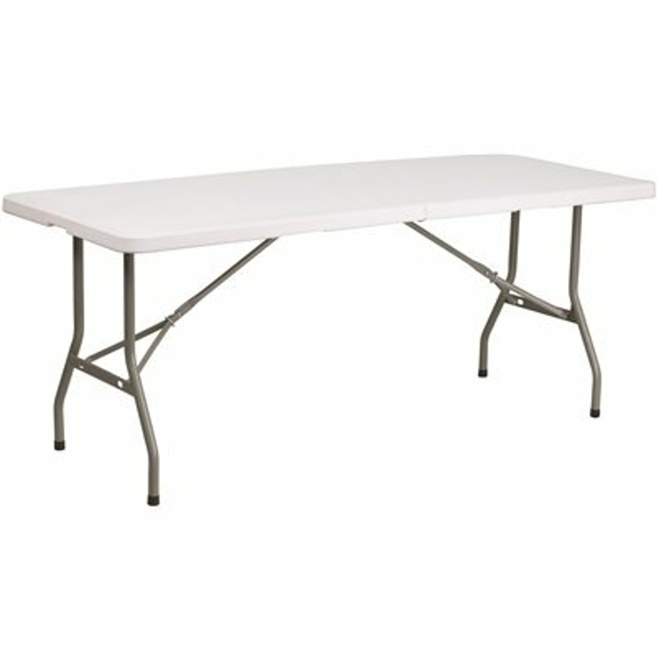 72 In. Granite White Plastic Tabletop Metal Frame Folding Table - 308688188