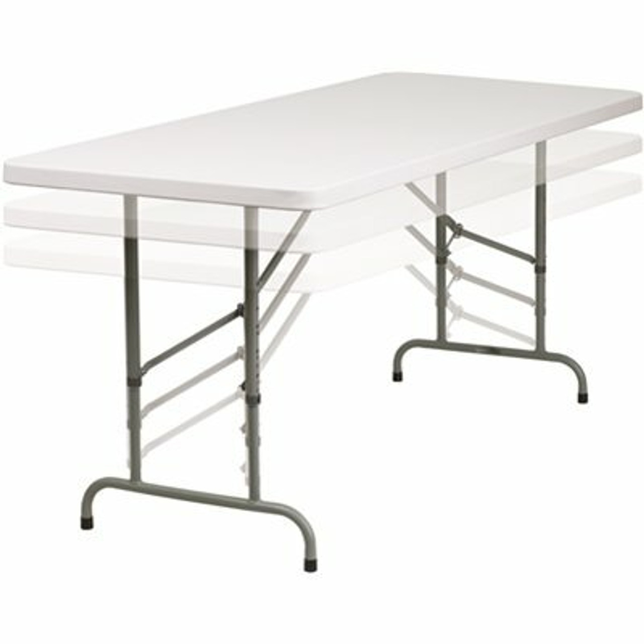 72 In. Granite White Plastic Tabletop Metal Frame Folding Table - 308688193
