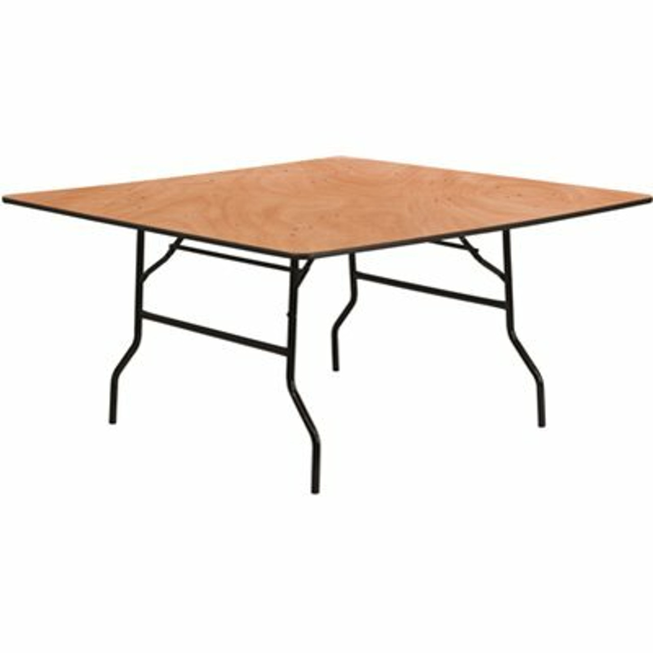 60 In. Natural Wood Tabletop Metal Frame Folding Table - 308688194