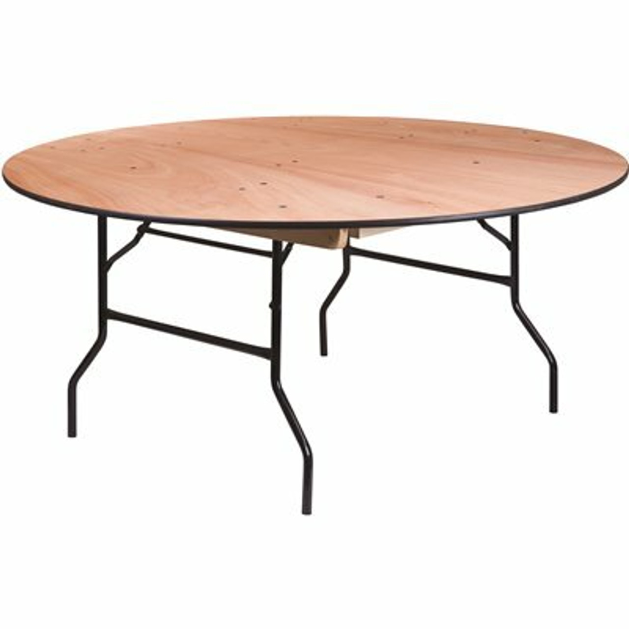 66 In. Natural Wood Tabletop Metal Frame Folding Table - 308688198