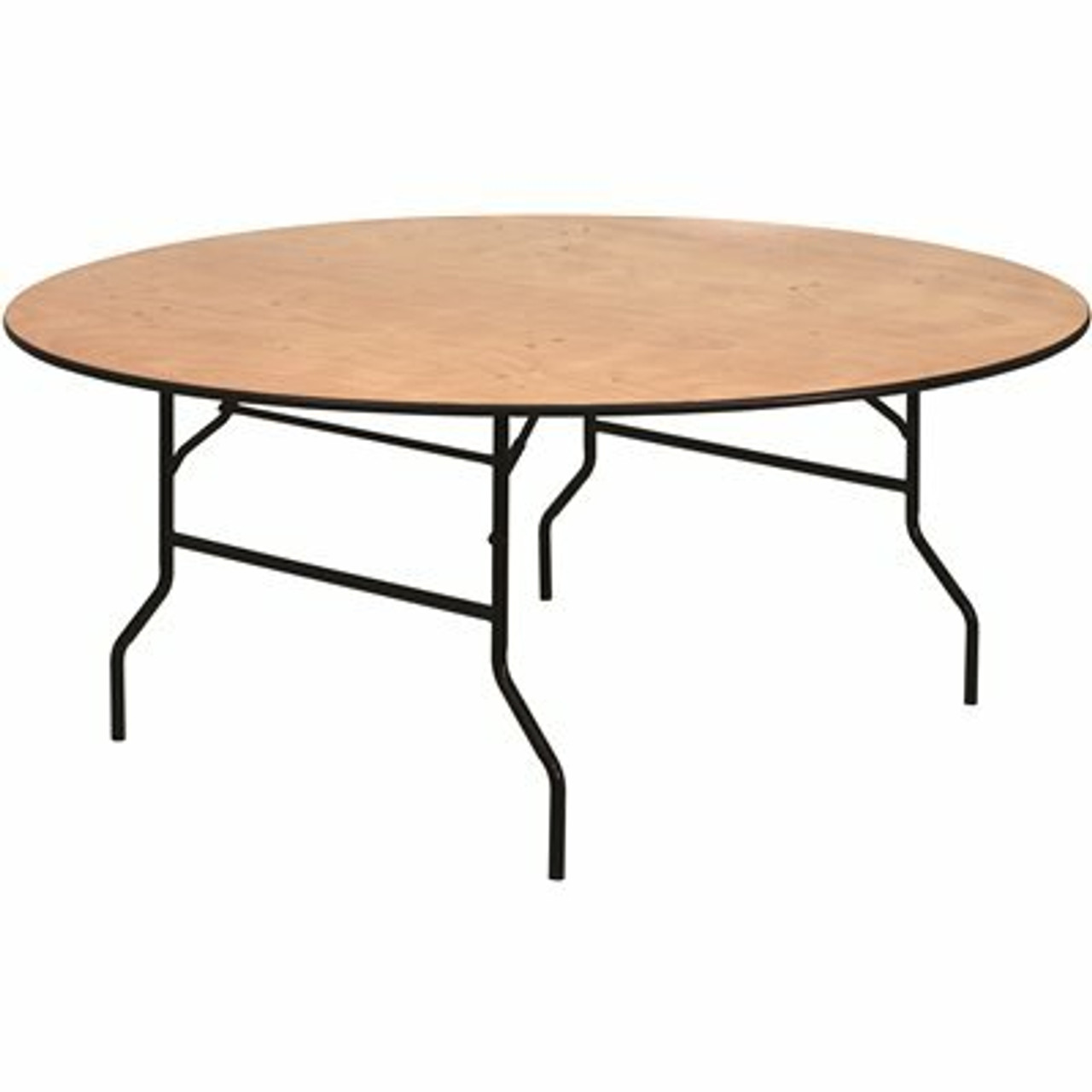 72 In. Natural Wood Tabletop Metal Frame Folding Table - 308688199