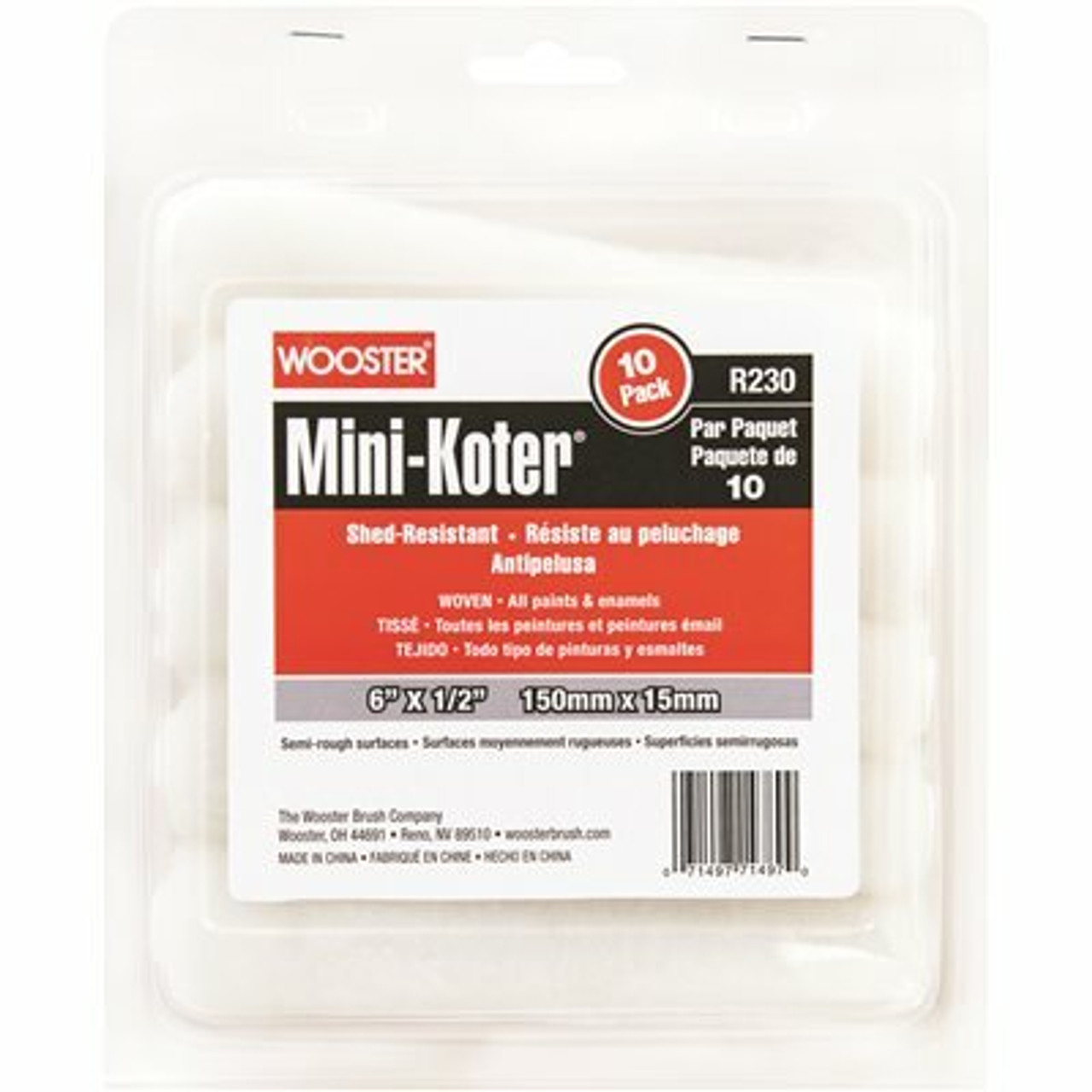 Wooster 6 In. X 1/2 In. Mini-Koter Shed-Resistant Woven Roller (10-Pack)