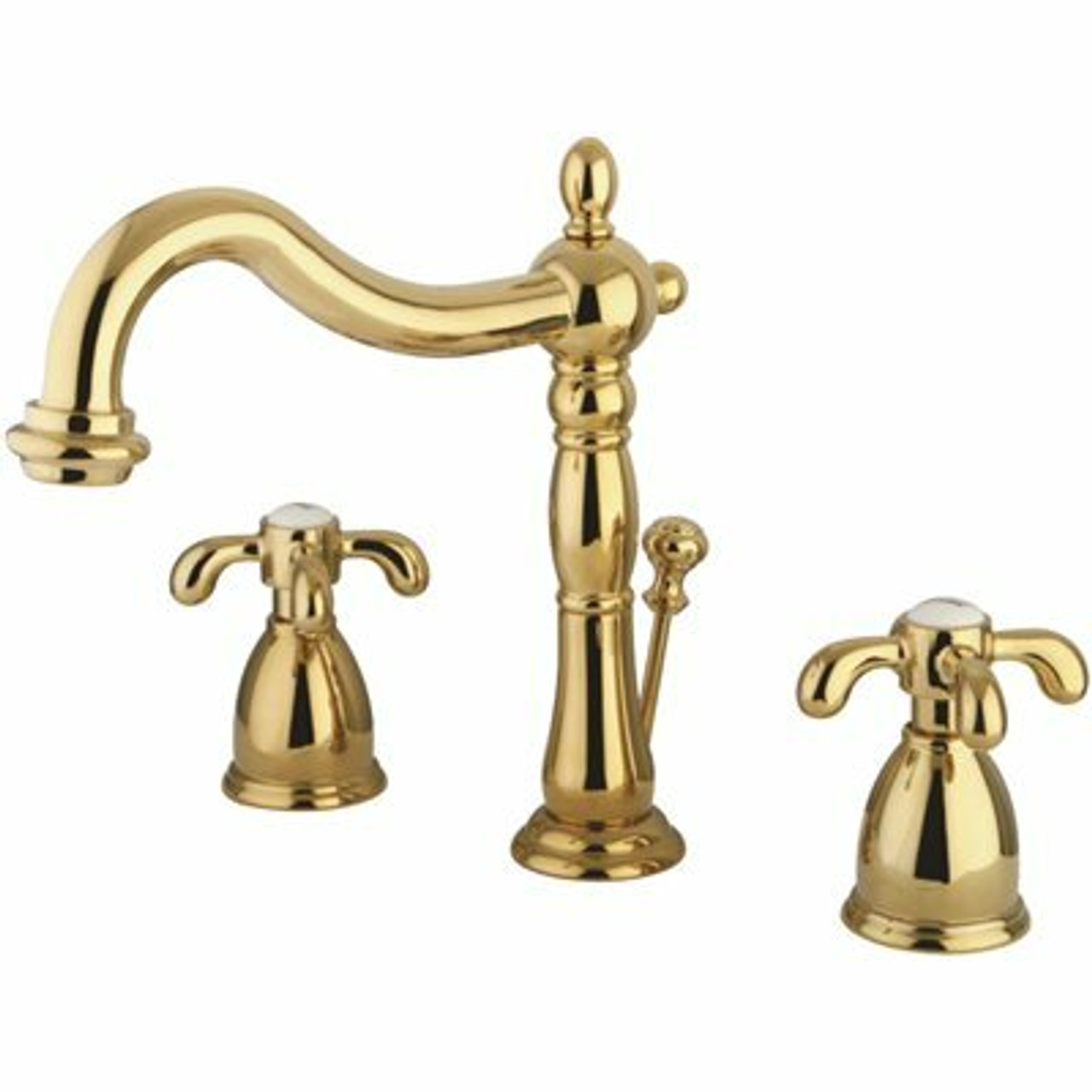 Kingston Brass Victorian Cross 8 In. Widespread 2-Handle Bathroom Faucet In Polished Brass