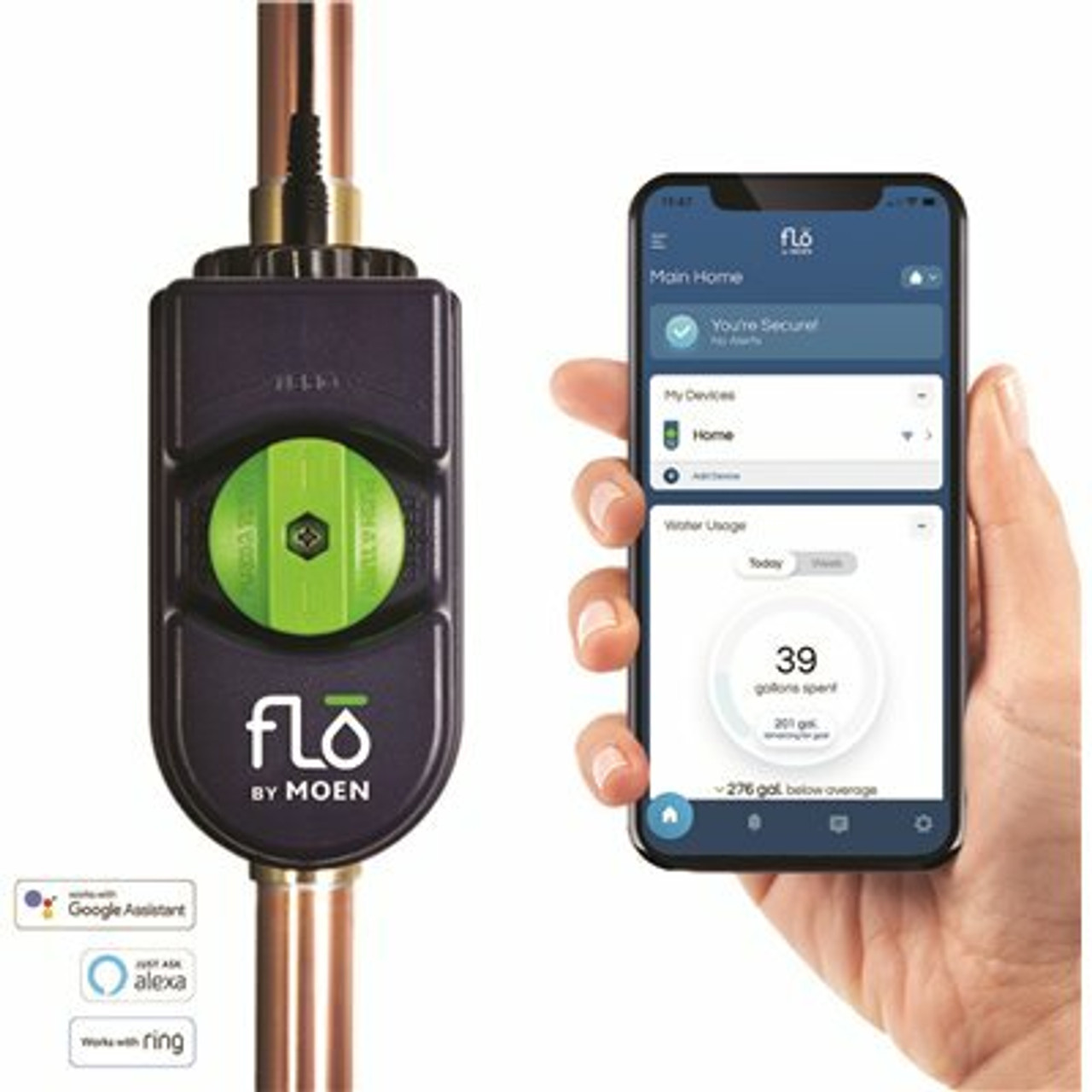 Moen Flo 0.75 In. Water Leak Detector With Automatic Water Shut Off Valve