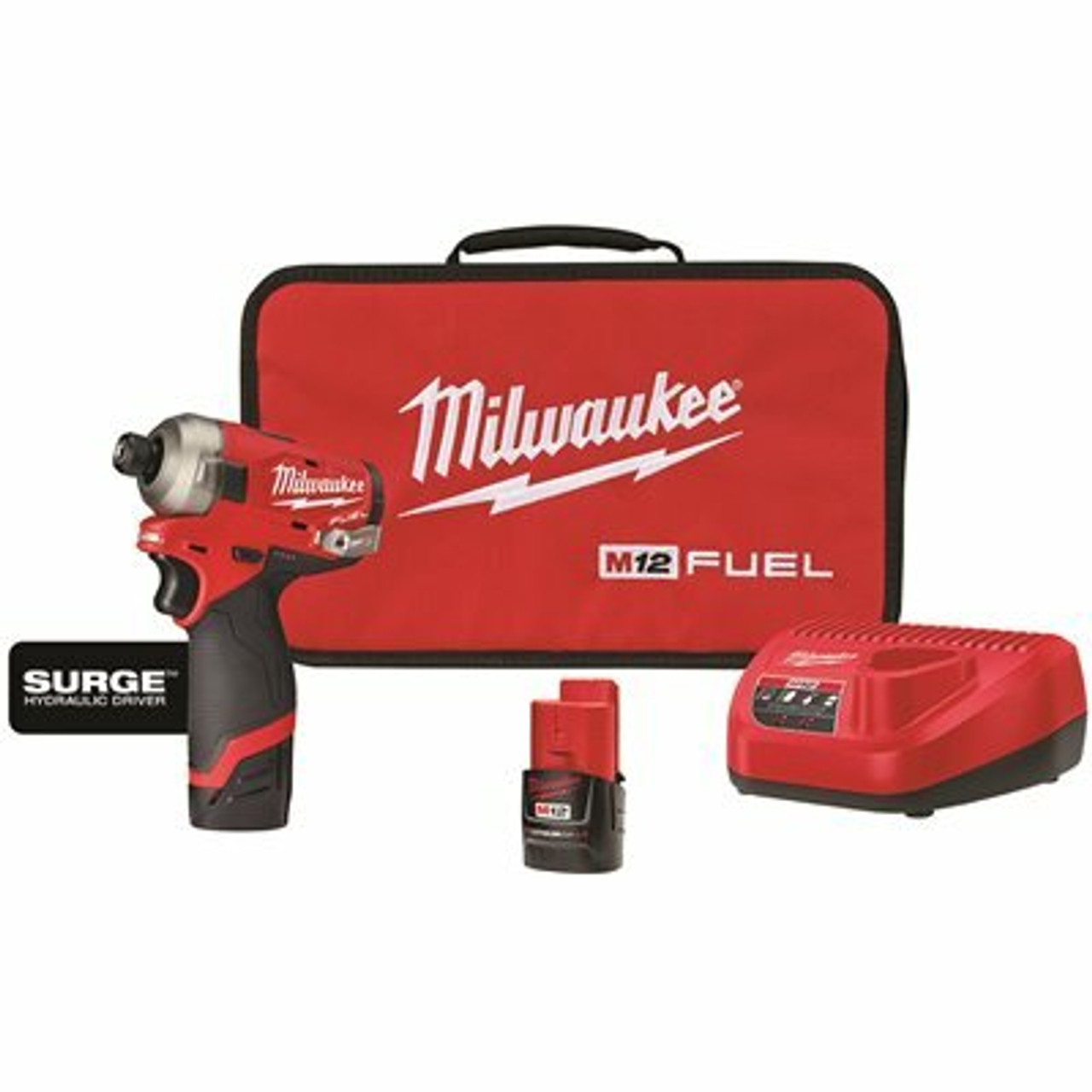 M12 Fuel Surge 12-Volt Lithium-Ion Brushless Cordless 1/4 In. Hex Impact Driver Compact Kit W/Two 2.0Ah Batteries, Bag