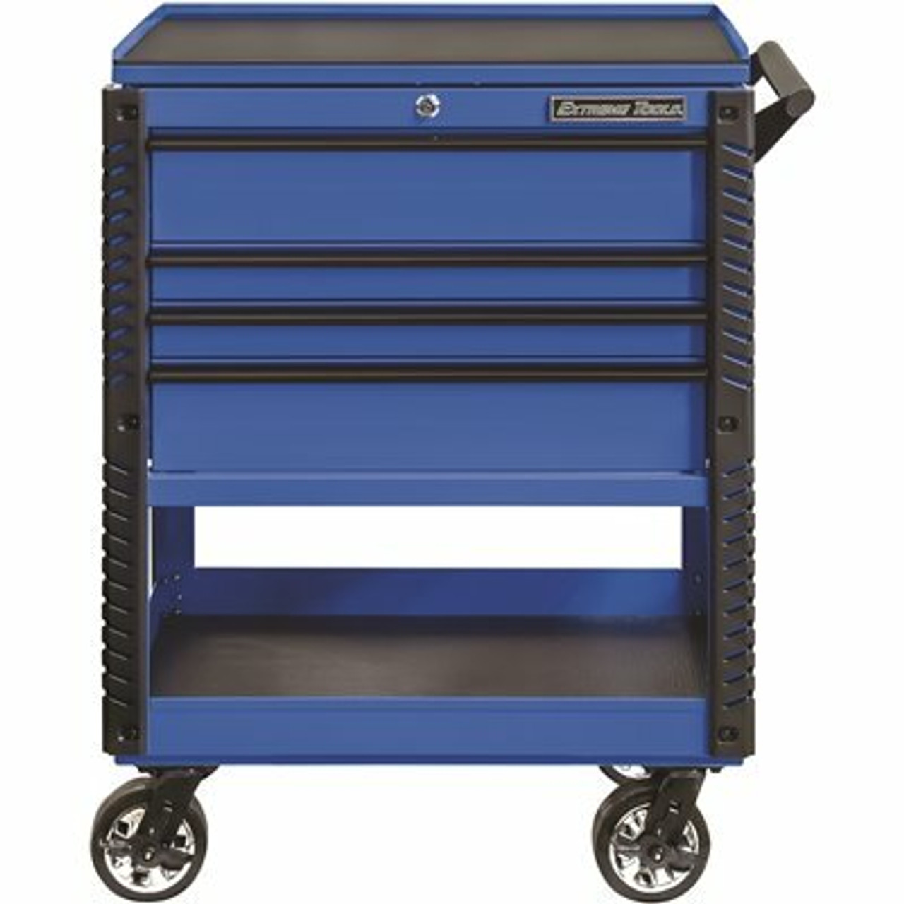 Extreme Tools Professional 33 In. Deluxe 4-Drawer Tool Utility Cart With Bumpers In Blue