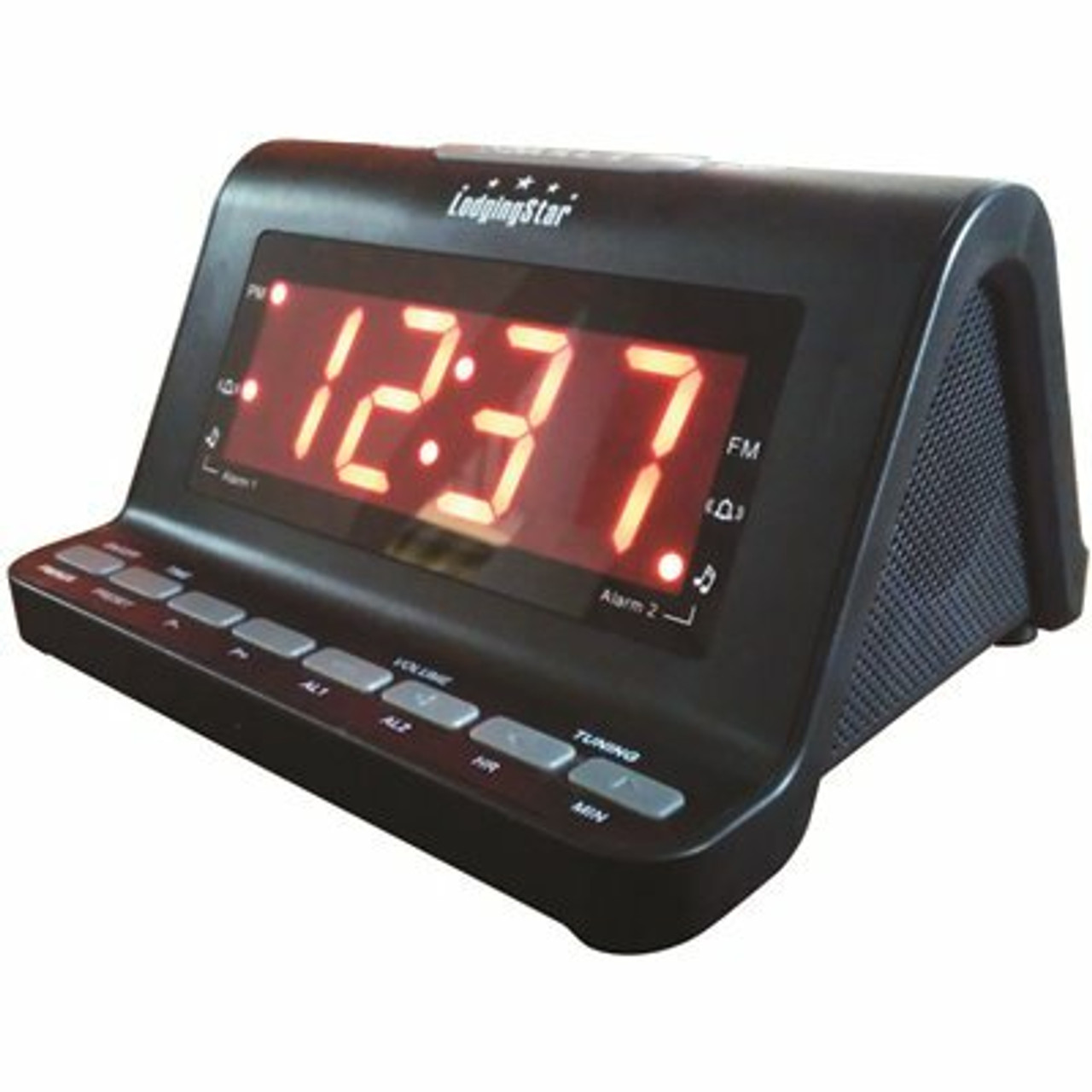 Lodging Star Alarm Clock Radio, 1.2 In. Red Led Display With Usb Charger