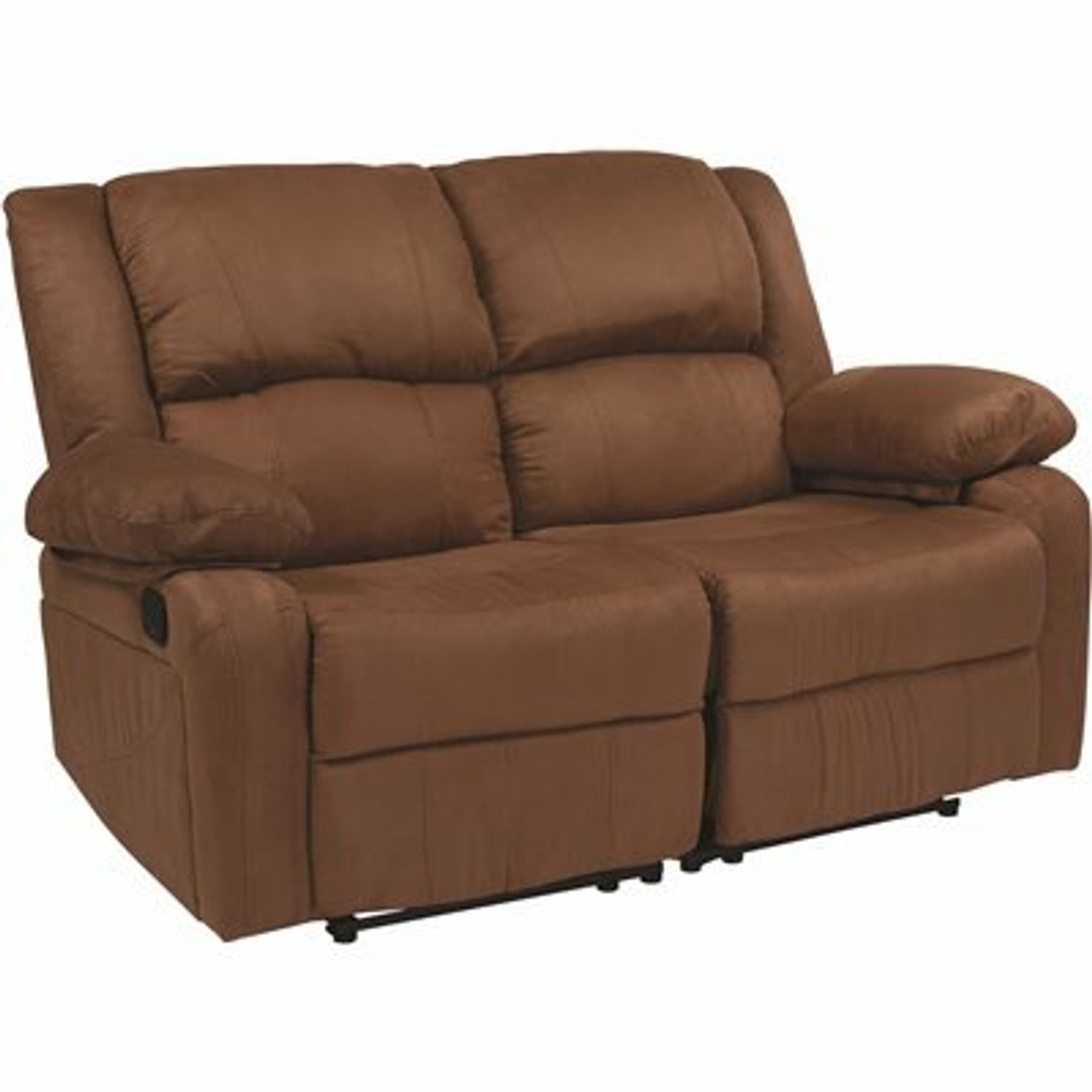 Carnegy Avenue 56 In. Chocolate Brown Faux Leather 2-Seater Reclining Loveseat With Flared Arms