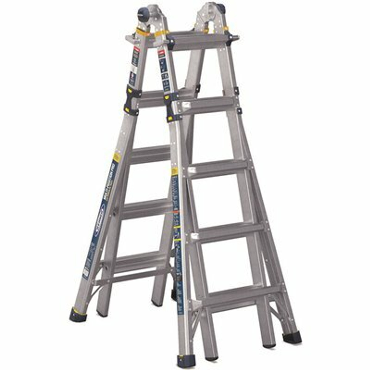 22 Ft. Reach Aluminum 5-In-1 Multi-Position Pro Ladder With Powerlite Rails 375 Lbs. Load Capacity Type Iaa Duty Rating