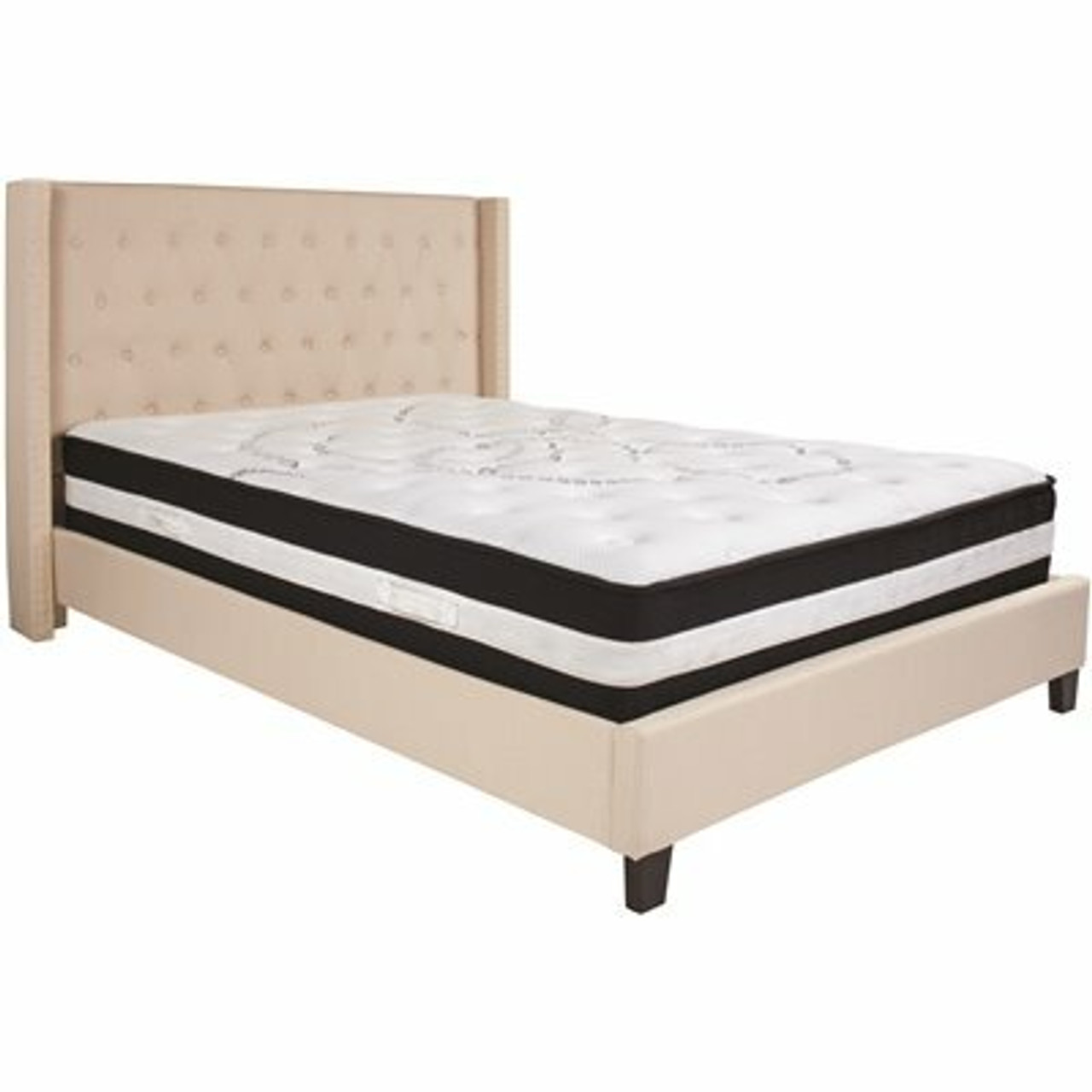 Flash Furniture Beige Queen Platform Bed And Mattress Set - 309891081
