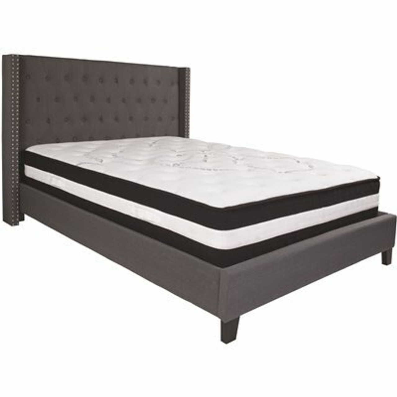 Flash Furniture Dark Gray Queen Platform Bed and Mattress Set 309891082