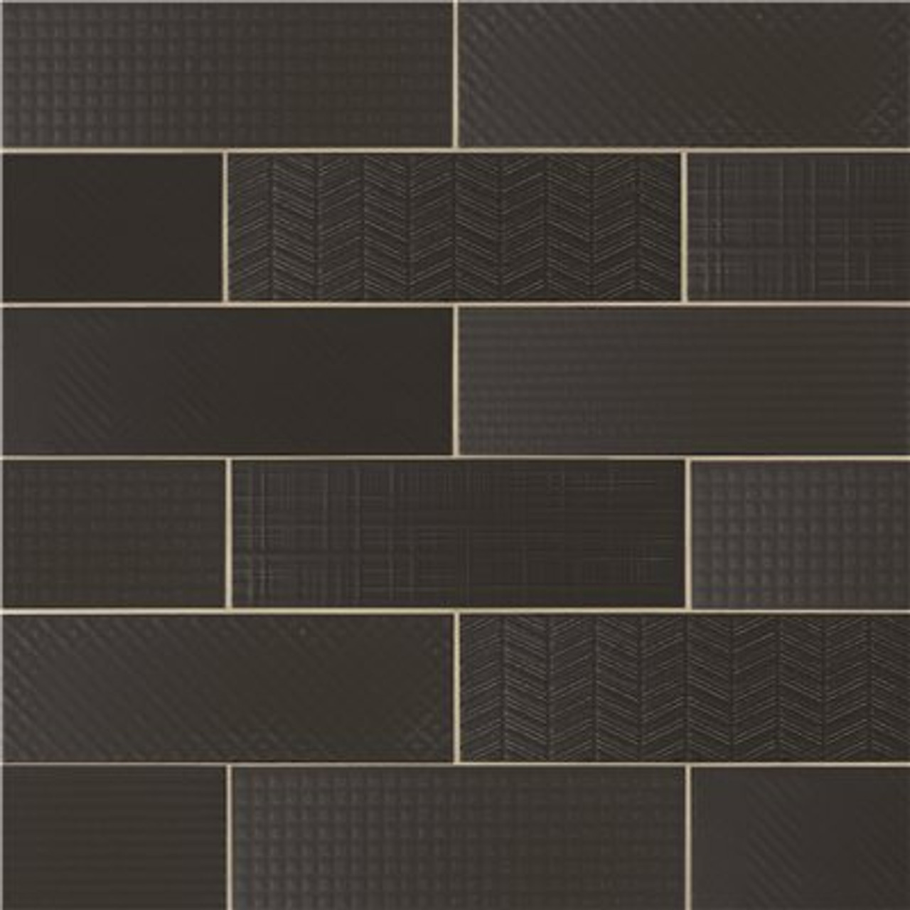 Msi Citylights Ink 3D Mix 4 In. X 12 In. Glossy Ceramic Black Textured Subway Tile (9.9 Sq. Ft./Case )