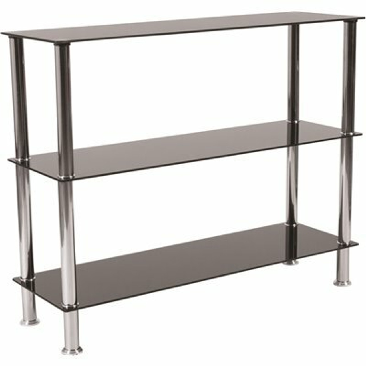 Carnegy Avenue 31.5 In. Black Top/Stainless Steel Metal 3-Shelf Standard Bookcase With Open Back