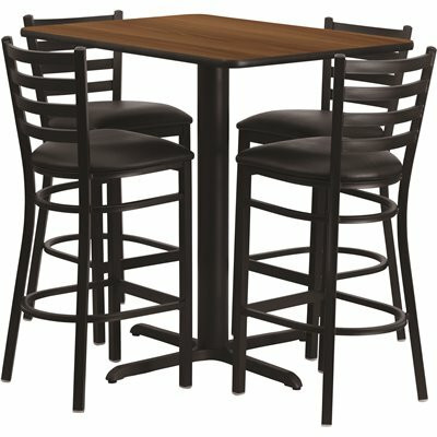 Carnegy Avenue 5-Piece Walnut Top/Black Vinyl Seat Table and chair set 309982800