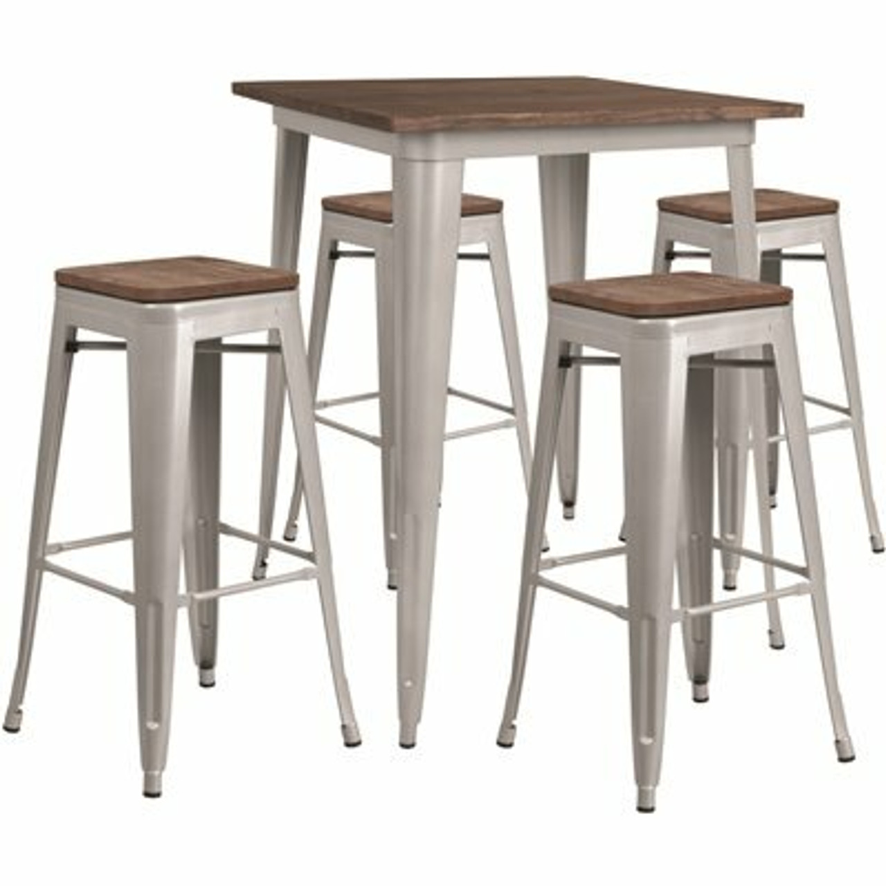 Carnegy Avenue 5-Piece Silver Table and Chair Set 309982862