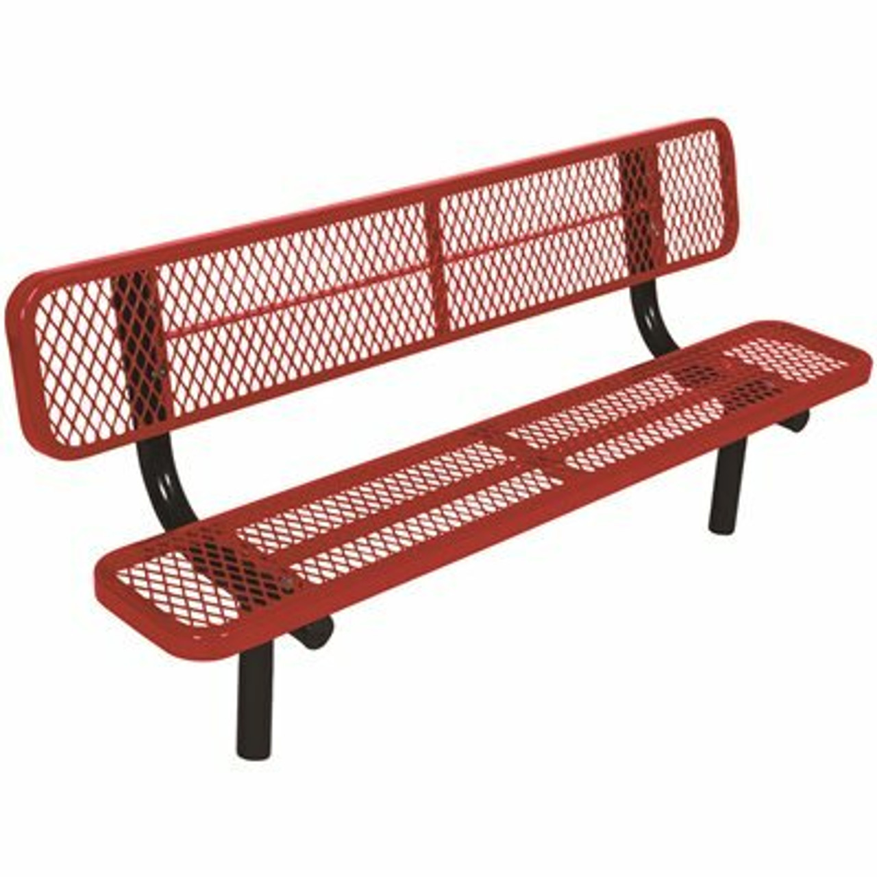 Everest 6 Ft. Red In-Ground Mount Park Bench With Back