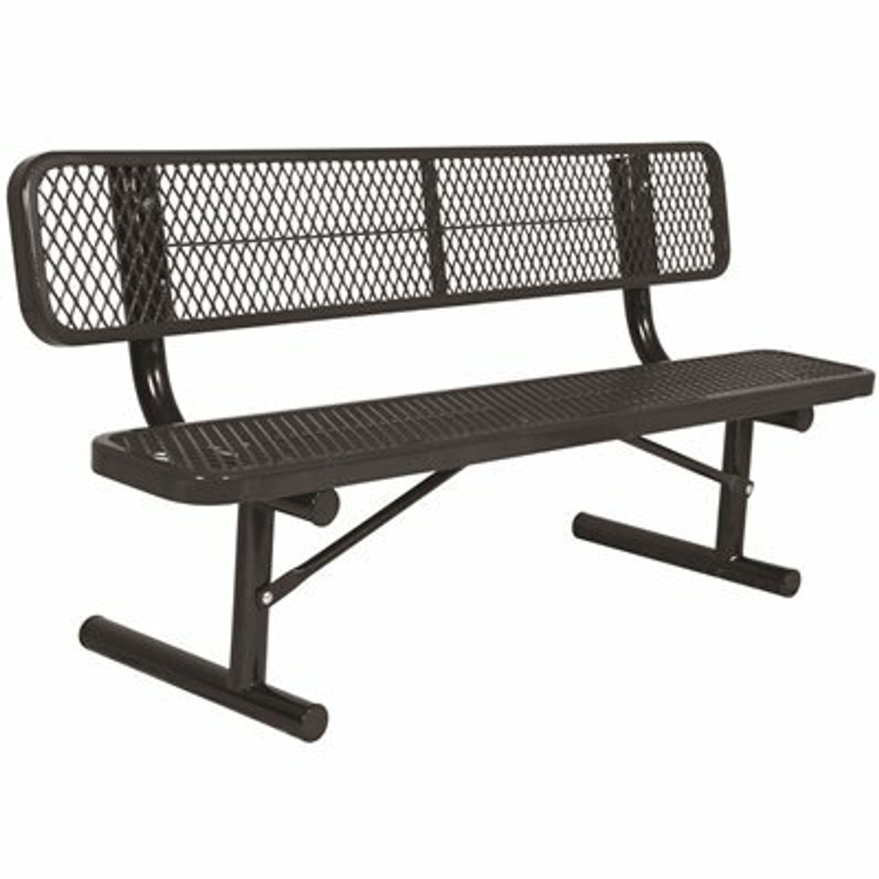 Everest 8 Ft. Black Portable Park Bench With Back