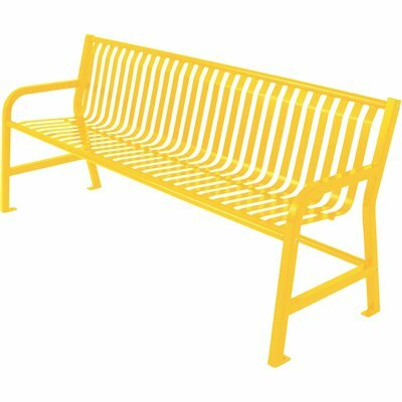 Plaza 4 ft. Yellow Steel Strap Bench with Back