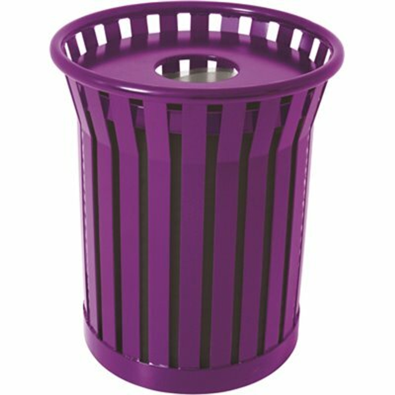Plaza 36 Gal. Purple Steel Strap Trash Receptacle With Flat Top