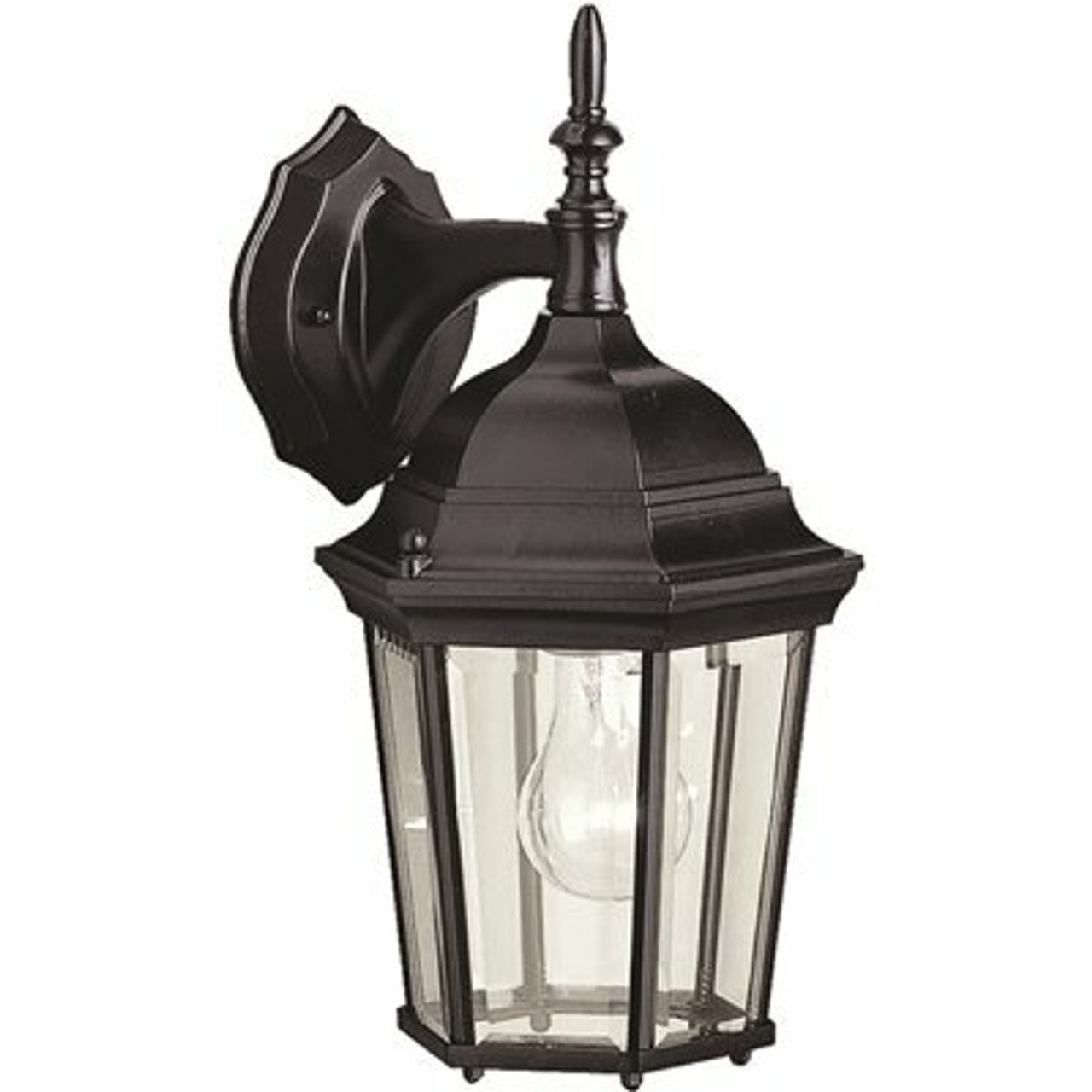1-Light Small Outdoor Textured Black Wall Lantern Sconce