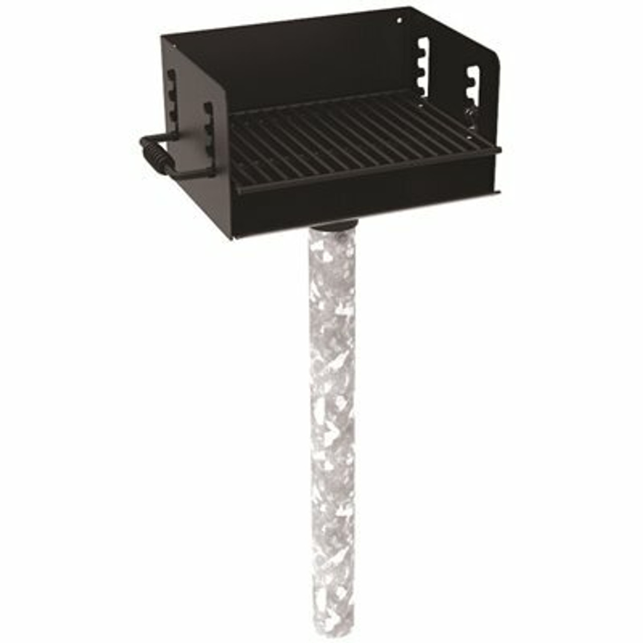 300 Sq. In. Rotating Commercial Pedestal Grill With In-Ground Mount Post In Black