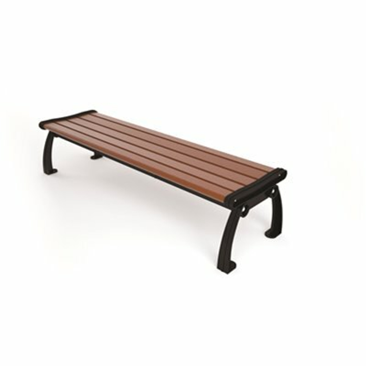 Heritage 5 ft. Brown Planks with Black Frame Backless Recycled Plastic Bench