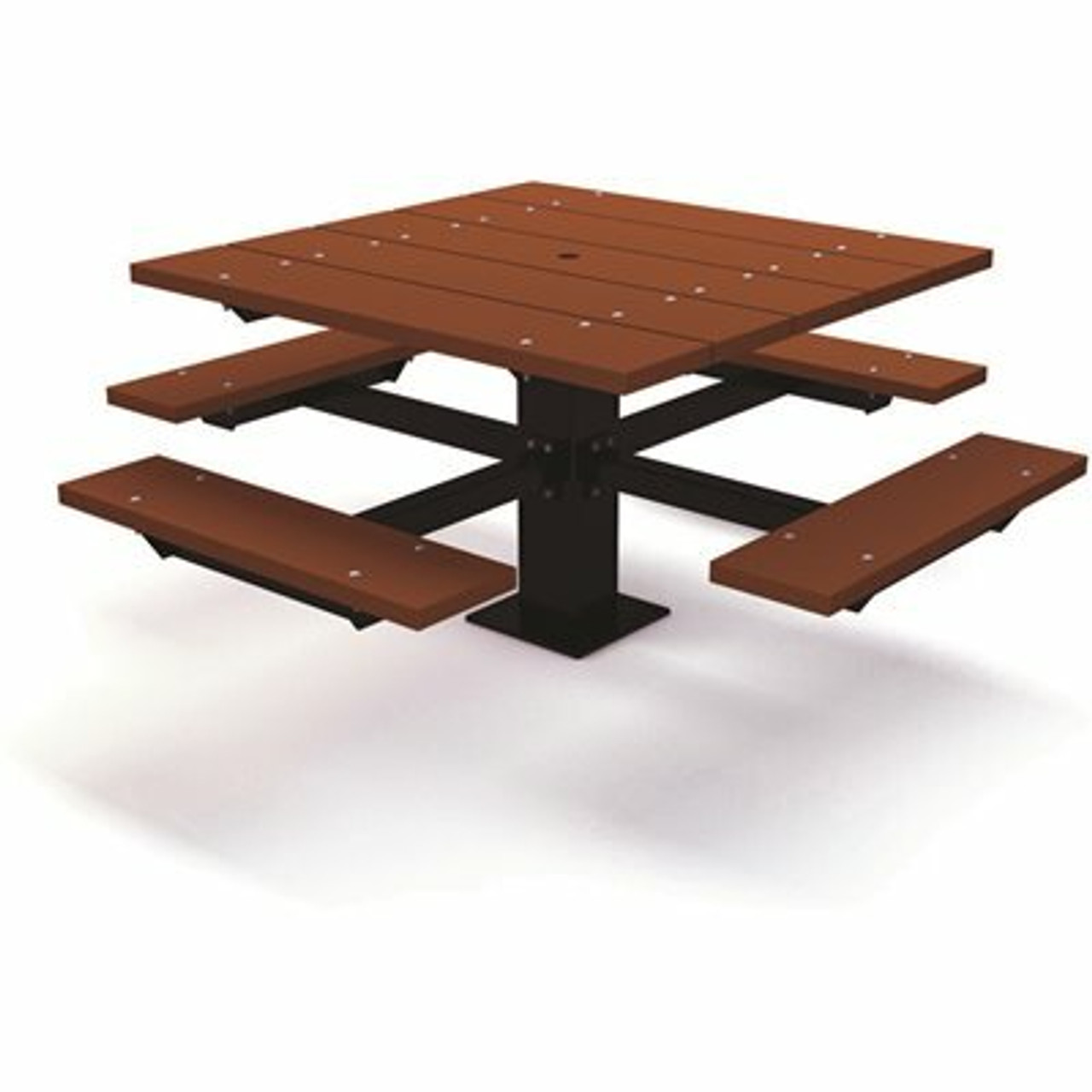 T-Table 4 Ft. Brown Surface Mount Square Recycled Plastic Picnic Table